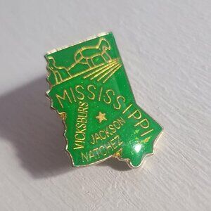 Mississippi State Map Vintage Souvenir Lapel Pin Tie Tack Brooch